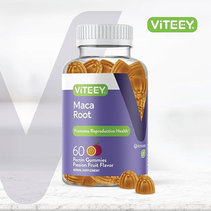 Viteey Black Maca Root Gummies - Drive, Passion & Energy Support - Black Maca Root for Men & Women - Vegan, Gluten Free - 60 Count