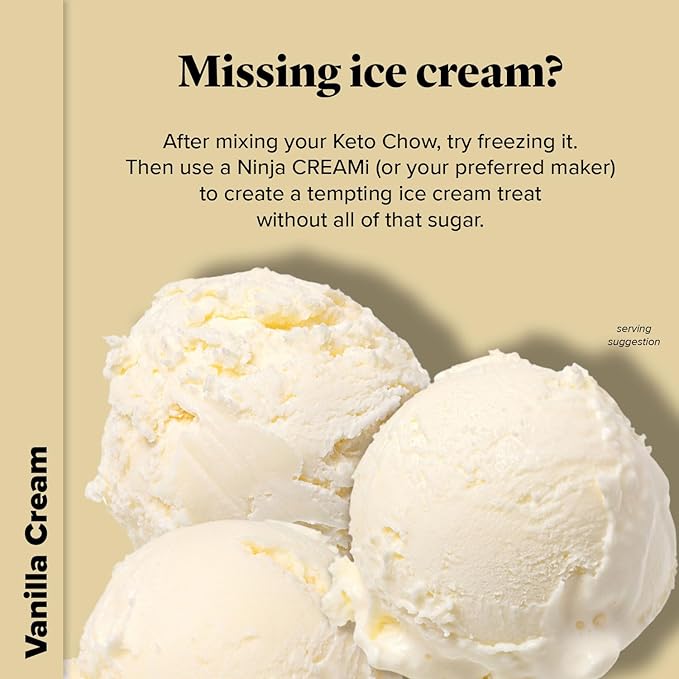 Keto Chow Vanilla Cream - Keto Meal Replacement Shake Powder - Nutritionally Complete - Low Carb - Delicious Easy Meal Substitute - Protein Rich & Dairy Free - Single Meal Serving