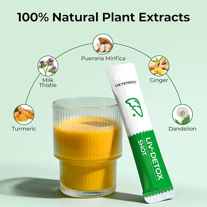 OxyEnergy Liver Cleanse Detox & Repair, Organic Milk Thistle Liver Detox Supplement with Turmeric, Dandelion, Pueraria, Support Liver Health & Digestion, Non-GMO, Vegetarian, Gluten-Free, 30 Packs