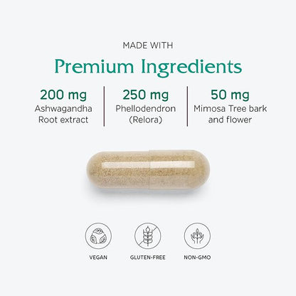 Vitanica Cortisol Relief, Dr. Formulated Sleep, Stress, Cortisol Manager Supplement, Vegan, 60 Capsules (Cortisol Relief)