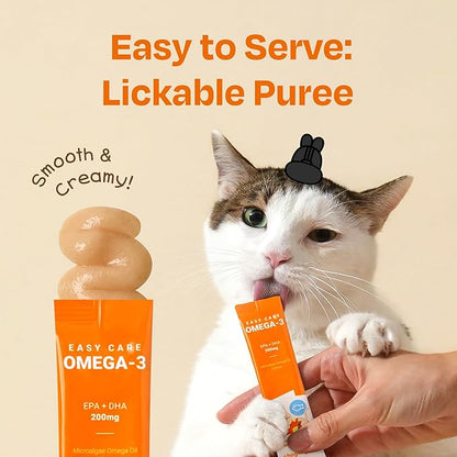 Cat Omega 3 Supplement – Lickable with EPA & DHA for Skin and Coat, Immune & Joint Support – Daily for Cats, Salmon Flavor, 30 Tubes