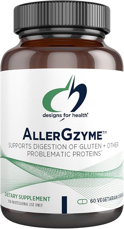 Designs for Health AllerGzyme Digestive Enzymes Supplement - Supports Digestion of Gluten, Dairy + Problematic Proteins with Protease + Bromelain - Non-GMO + Dairy Free (60 Capsules)