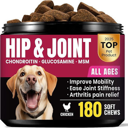 Glucosamine for Dogs - Hip and Joint Supplement Chews for Senior & Large Breed, Joint Supplement for Dogs with Chondroitin, Wuffe Joint Chews for Pain Relief - 60-Day Satisfaction Guarantee - 180 Ct