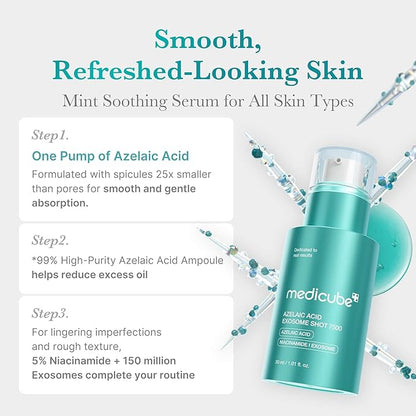 medicube Exosome Shot Azelaic Acid 7,500 PPM Spicule Facial Serum | Deep Hydration for Smooth, Even Skin | Ideal for Use After Spot Care, with Azelaic Acid, Niacinamide | Korean Skincare, 1.01 fl.oz