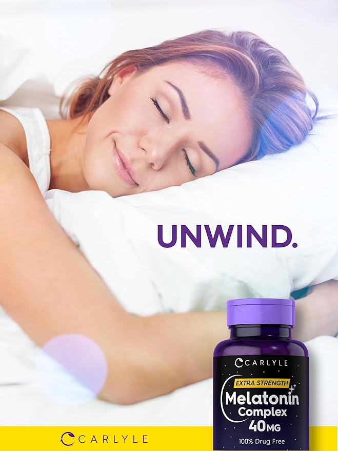 Carlyle Melatonin 40mg Complex | 150 Fast Dissolve Tablets | Extra Strength Support | with Ashwagandha and Chamomile | Vegetarian, Non-GMO, Gluten Free Supplement