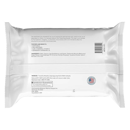 McKesson Washcloth Wipes, Unscented - Disposable Wet Wipes for Adults - Fragrance-Free, Alcohol-Free - No-Rinse Formula - Snap Lid Soft Pack, 96 Count, 6 Packs, 576 Total