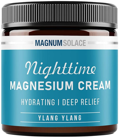Magnum Solace Magnesium Lotion – Nighttime Magnesium Cream – Apply to Legs, Arms or Chest - Topical Magnesium Chloride – USA Made and Safe for Kids (Ylang Ylang)