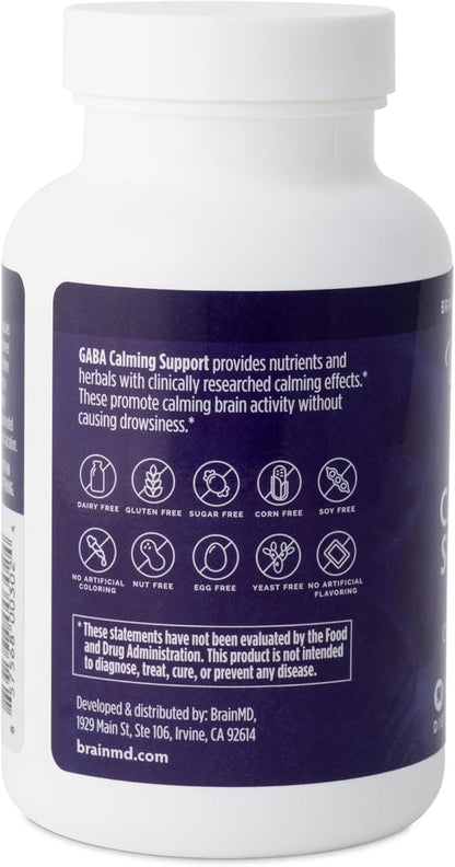 BRAINMD Dr Amen GABA Calming Support - 90 Capsules, Pack of 2 - Promotes Relaxation - Contains Magnesium, Vitamin B6 & Lemon Balm - 180 Total Servings