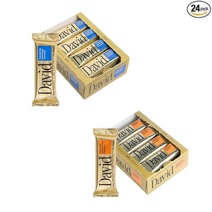 David Protein Bar, Chocolate Chip Cookie Dough and Peanut Butter Chocolate Chunk - 28g of Protein, 150 Calories, 0g of Sugar - High Protein, Low Carb, Gluten Free Protein Bar, Pack of 24