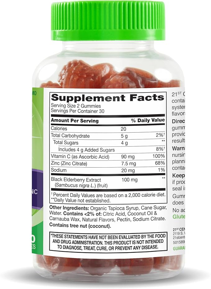 21st Century VitaJoy Sambucus Elderberry Gummies, Berry, 60 Count