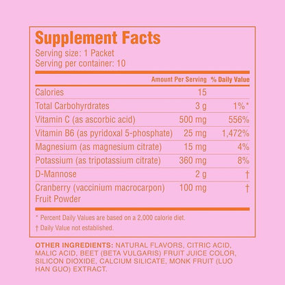 Cheeky Bonsai, Urinary Health Hydration Packets, Flush & Protect the Urinary Tract with D-Mannose, Cranberry & Electrolytes, Lemonade Flavor (10 Packets) No Added Sugar, Vegan and Gluten-Free