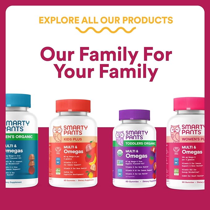 SmartyPants Multivitamin Gummy for Women 50 and Over, Omega 3 (DHA/EPA), Methylfolate, CoQ10, Vitamin D3, C, Vitamin B12, B6, A, K, Biotin, Gluten Free, 90 Count (30 Day Supply)