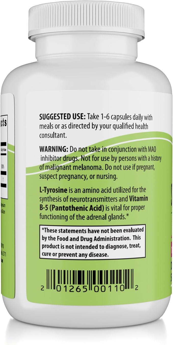 NaturalSlim Stress Relief Supplement - Stress Defender, High Cortisol Reducer, Control Cravings, Sleep & Metabolism Support with Vitamin B5 Pantothenic Acid & L Tyrosine - 180 Vegetable Capsules
