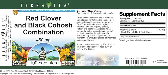 Red Clover and Black Cohosh Combination - 450 mg (100 Capsules, ZIN: 512979) - 3 Pack