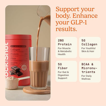 GLP-1 Nutritional Support Supplement, Chocolate 21.9oz – Protein & Vitamin Doctor-Designed Daily Shake for GLP1 Users with Fiber, Collagen & BCAAs, Helps Maintain Nutritional Balance
