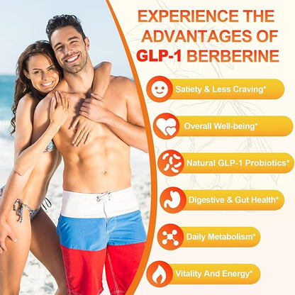 GLP-1 Supplement for Women, 5X GLP-1 Blends with Akkermansia Probiotic & Berberine, 17-in-1 High Efficiency GLP-1 Probiotic Gummies , for Energy, Digestion & Gut, Yuzu Flavor, Sugar Free - 90 Gummies