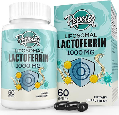 Liposomal Bovine Lactoferrin 1000 mg - Higher Absorption - for Iron Absorption & Immune Function Lactoferrin Supplements for Adults, 60 Softgels