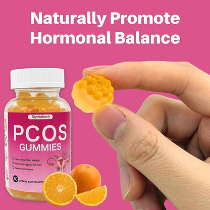 PCOS Vitamins Gummies for Women Hormone Balance & PCOS Relief & Fertility Support, 60 Ovarian Support Vitamins with Inositol for Healthy Menstrual Cycle, Inositol Gummies for Hirsutism and Acne