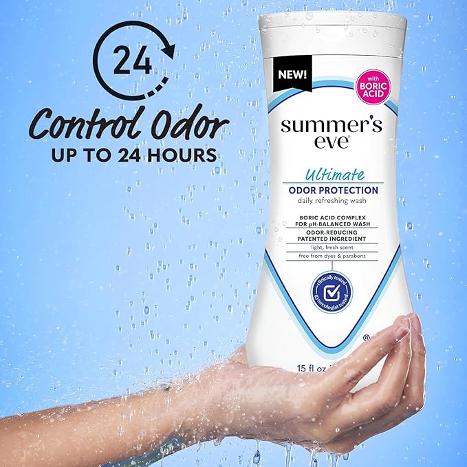 Summer's Eve All-Over Daily Feminine Wash, Simply Sensitive & Ultimate Odor Protection, 15 Fl Oz (Pack of 4)