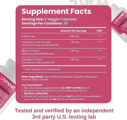 Urinary Defense D-Mannose Supplement - Urinary Health for Women - Optimized Clinical Strength Formula Cleanses, Flushes and Rebuilds The Urinary System