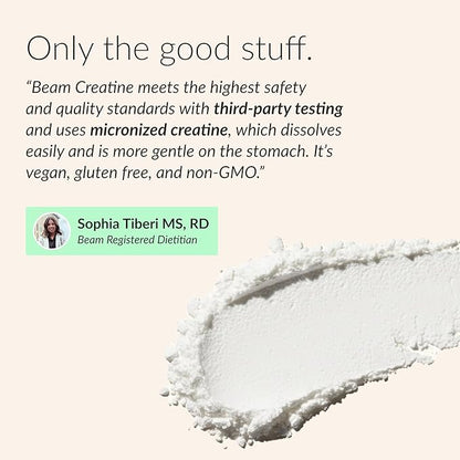 Beam Creatine Monohydrate Powder – 5g Micronized Creatine Monohydrate, Flavored Creatine for Women & Men, Muscle Strength, Growth & Cognitive Support, Watermelon Flavor, 30 Servings
