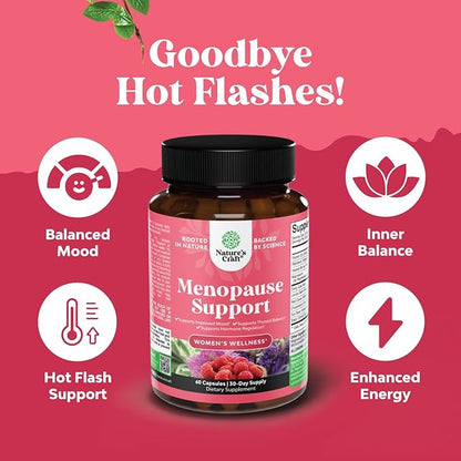 Natures Craft Complete Herbal Menopause Supplement for Women - Female Hormone Balance Capsules for Night Sweats Hot Flashes & Mood Swings with Dong Quai, Chaste Berry & Black Cohosh Root - 60 Count