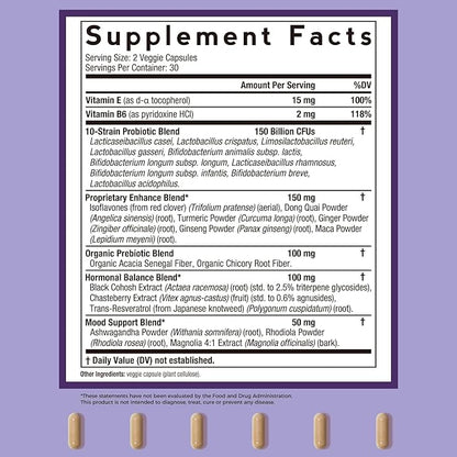 Doctor's Recipes Menopause Supplements for Women, Probiotics 150 Billion CFU, Black Cohosh for Menopause Hot Flashes, Ashwagandha, Dong Quai, Supports Mood, Energy, Hormone Balance, 60 Capsules