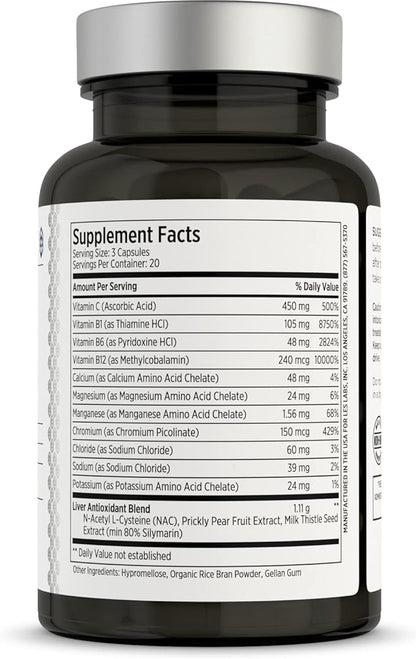 LES Labs DeToxx – Better Mornings & Recovery, Liver Support, Electrolyte Replenishment & Glutathione Support – Prickly Pear, Milk Thistle & NAC – Non-GMO Supplement – 60 Capsules