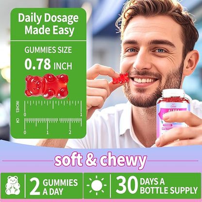 Alpha Lipoic Acid Gummies 1000Mg with Vitamin B1, B12, A, E - High Absorption Sugar Free Chewable ALA Supplement for Energy and Nerve* Support,Raspberry Flavor, 60 Gummies