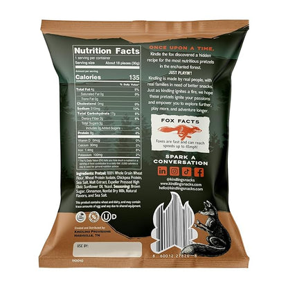 Kindling Protein Pretzels - Churro| Protein-Packed Snack Size Bags | Kosher | 8-9g Protein Per Serving | No Artificial Flavors, Soy-Free | Lunches, Office Snacks, & On-the-Go | 16-Count (1.06oz Bags)