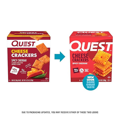 Quest Nutrition Cheese Crackers,Spicy Cheddar,10g of Protein,Low Carb,Made with Real Cheese,Protein Snack,4 Count (Pack of 2)