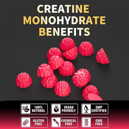 Nutravita NSF Certified Creatine Gummy - Creatine Monohydrate Gummies for Men & Women-5g of Creatine Monohydrate per Serving - Sugar Free,Vegan, Cherry Flavor, 120 Count