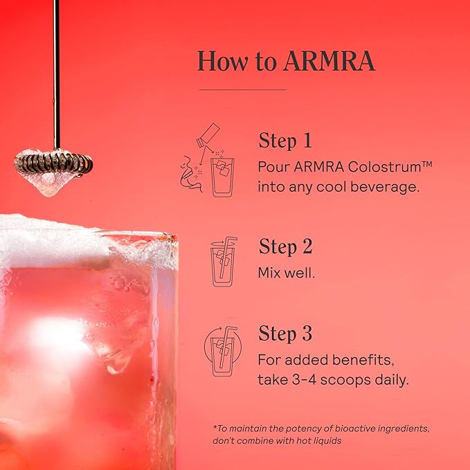 ARMRA Colostrum Powder | Vine Watermelon | Gut Health & Bloating | Skin & Hair | Immunity | Keto, Gluten & Fat-Free | 60 Servings