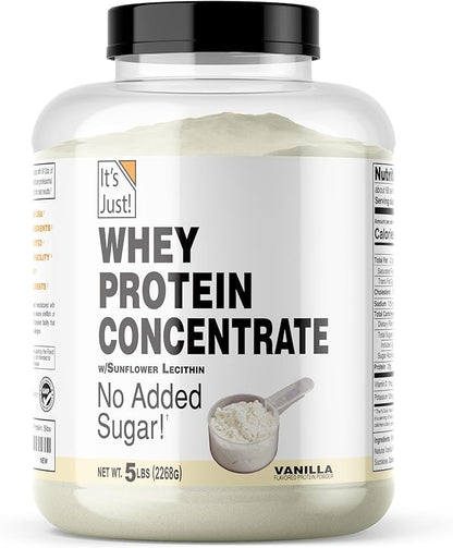 It's Just! - 100% Whey Protein Concentrate, Made in USA, Premium WPC-80, Natural Vanilla Flavor (5 Pound, Vanilla)