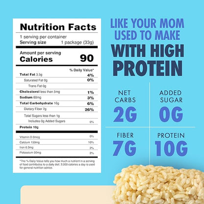 Sinless Snacks Delicious Marshmallow Krisp Bar - Low Carb Keto Snack - 10g Protein 2g Net Carbs - New Improved Recipe, More Soft & Chewy - Gluten Free, Low Sugar, Perfect Snack for the Family - 8 Bars