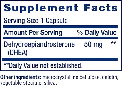 Life Extension DHEA 50 mg – Hormone Balance Supplement, Memory, Muscle Mass and Bone Density Support, Healthy Sex Drive, Gluten-Free, Non-GMO, 60 Capsules (Pack of 2)