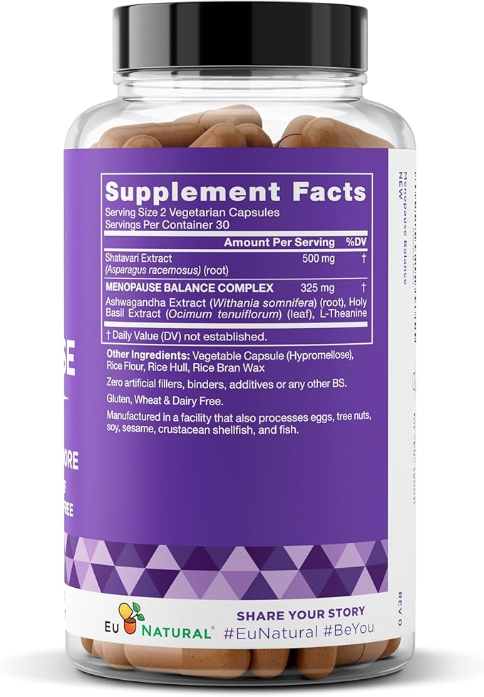Premium Menopause Supplement for Women – Menopause Balance with Shatavari, Ashwagandha, L-Theanine & Holy Basil – Holistic Multi-Symptom Menopause Support & Hot Flash Relief – 60 Vegetarian Capsules