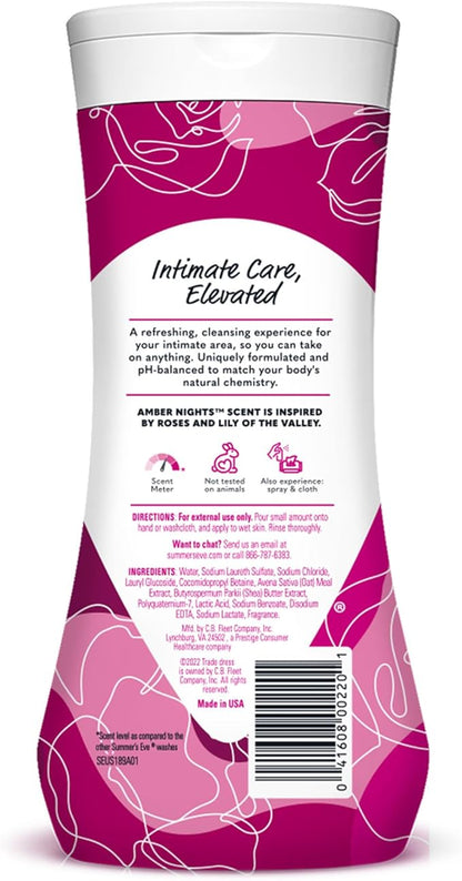 Summer's Eve Amber Nights with Oat and Shea Extracts, Daily Refreshing All Over Feminine Body Wash, Removes Odor, Feminine Wash pH Balanced, 15 fl oz (Pack of 2)