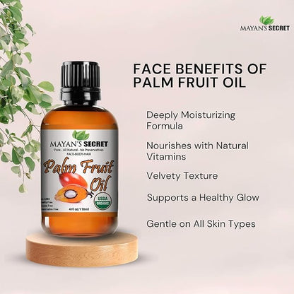 Pure Carrier and Essential Oils for Skin Care, Hair, Body Moisturizer for Face-Anti Aging Skin Care (Palm Fruit Oil Organic, 4oz)