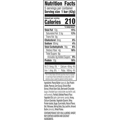 Nature Valley Creamy Protein Bars, Peanut Butter Chocolate, 10g Protein Snacks, 5 Bars, 7.45 oz