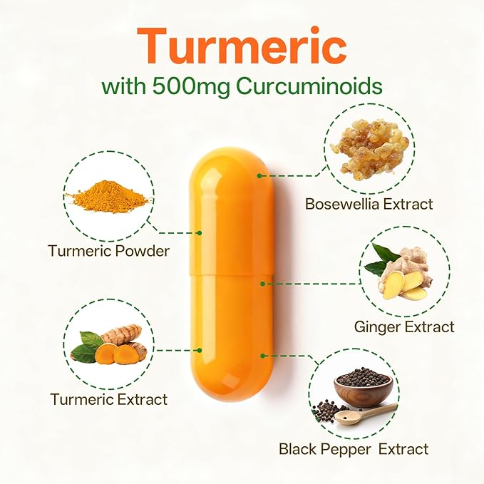 Turmeric Curcumin Supplement 2250mg with Black Pepper Extract | 95% Curcuminoids for Joint & Increase Body Protection, Antioxidant Supplement for Digestive Health
