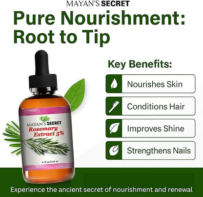 Pure Carrier and Essential Oils for Skin Care, Hair, Body Moisturizer for Face-Anti Aging Skin Care (Rosemary Oil Extract Oil 5%, 4oz)