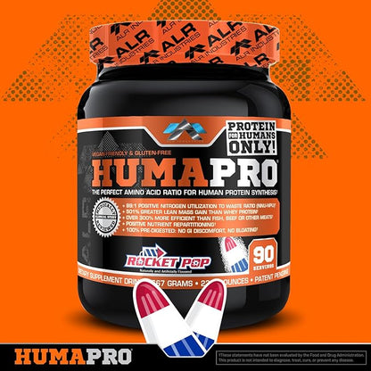 HumaPro Essential Amino Acid Formula | EAA Protein Supplement | Supports Muscle Recovery & Performance | Vegan, Gluten Free | | 90 Servings (Rocket Pop)