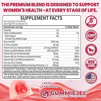 Nextdia Inositol Gummies with Evening Primrose Oil for Women + Organic Blue Spirulina Gummies