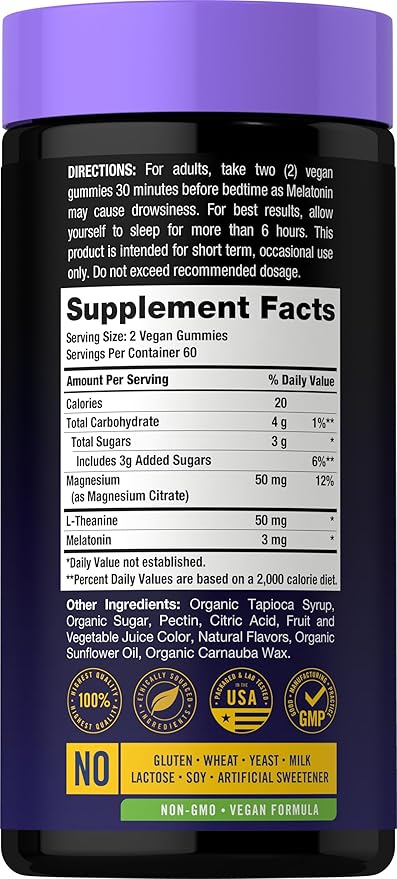 Carlyle Sleep Gummies with Melatonin and Magnesium | 120 Count | Blueberry Pomegranate Flavor | Support Complex with L-Theanine | Vegan, Non-GMO, Gluten Free