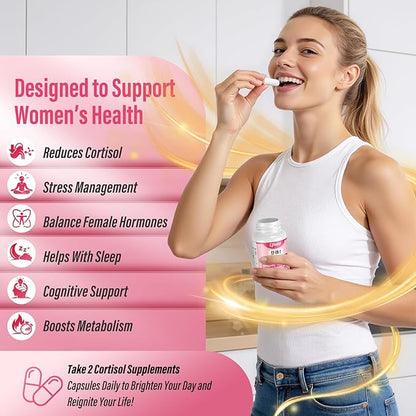 Cortisol Supplement for Women, 17-in-1 Cortisol Reducer, Hormone Harmony for Women, Cortisol Manager with Ashwagandha, Magnesium Glycinate, 30 Capsules