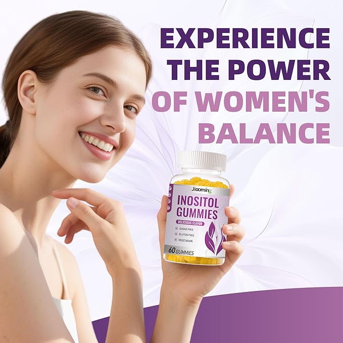 Myo-Inositol & D-Chiro Inositol Gummies for Female，PCOS Gummy for Women Menstrual Cycle Health & Wellness, 40:1 Ratio Inositol with Vitamin D3 Magnesium Glycinate, Folate & Zinc