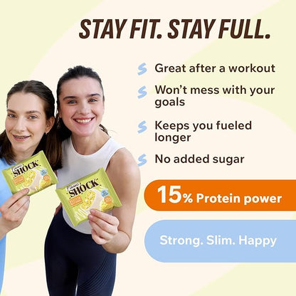 Fitness SHOCK Lemon Poppy Seed Protein White Brownie - No Added Sugar, 7.5g Protein, Low Carb Guilt-Free Dessert - 0g Added Sugar, 10g Net Carbs, 5g Fiber, Non-GMO - 10 x 50g