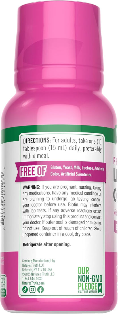 Nature's Truth Liquid Collagen Supplement with Biotin | Type 1 & 3 | Berry Flavor | 8 fl oz | Non-GMO & Gluten Free
