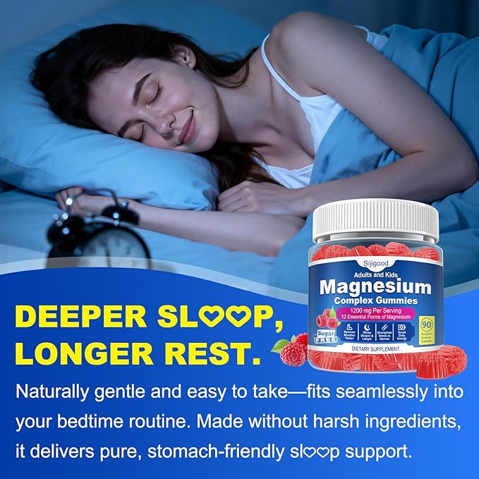 90 Count | Magnesium Complex Gummies for Women & Men, 12 Forms of Magnesium (Glycinate, Citrate& More), Magnesium Supplement with Ashwagandha – Supports Sl♡ep, Bone, Energy, Raspberry Flavor